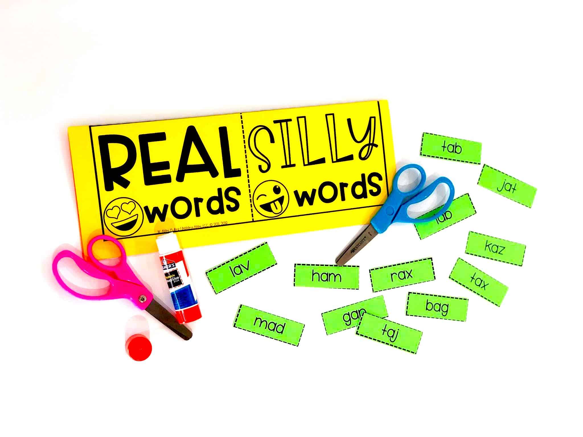 Real and Silly Short Vowel word practice to use in word work centers.