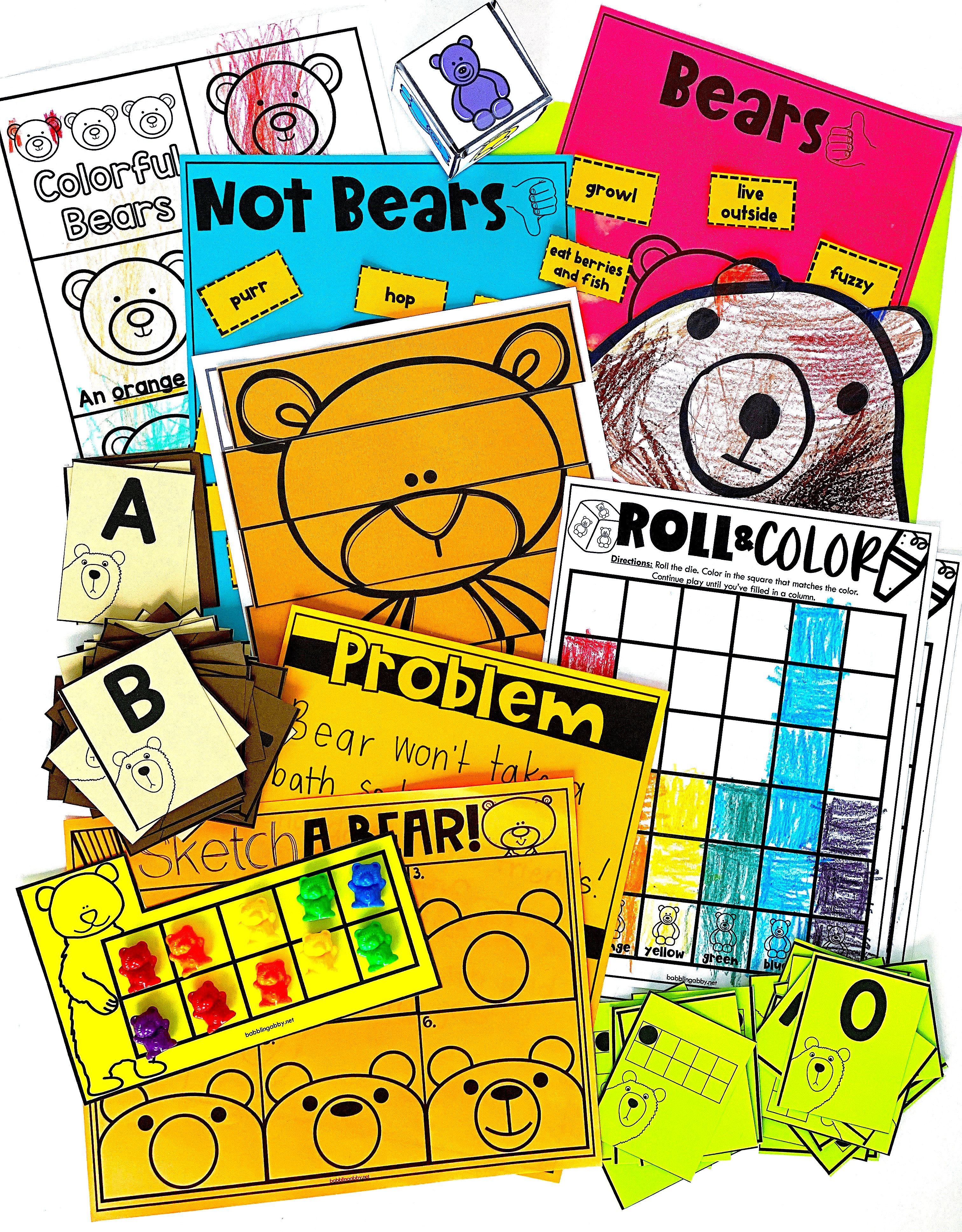 Preschool skills activities to use with the children's book, Big Smelly Bear.