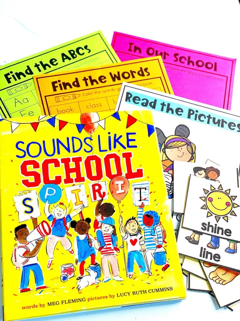 Printable literacy activities to pair with the picture book, Sounds like School Spirit.