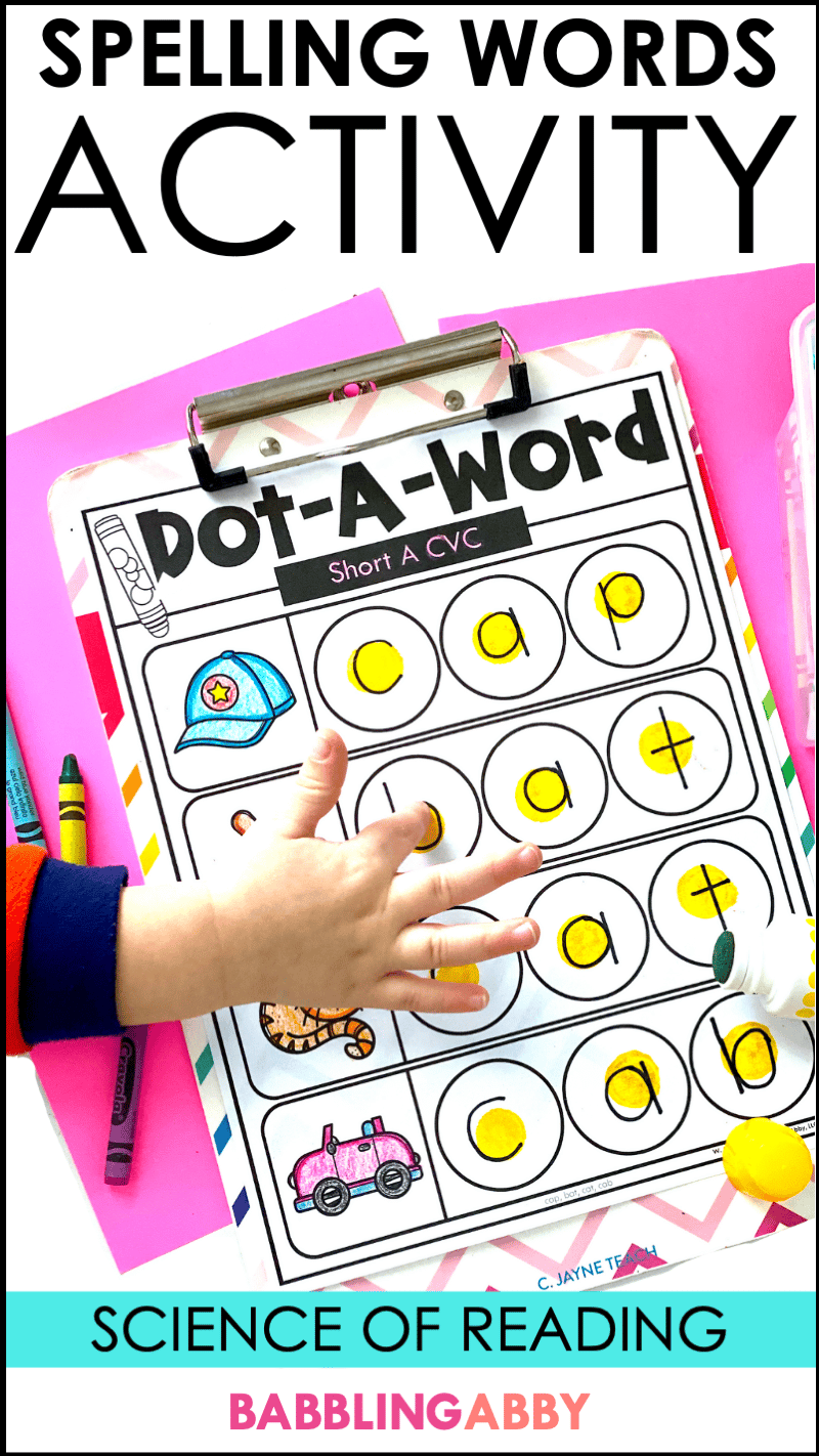 Simple strategies to teach students to spell words in kindergarten and first grade. Download a free 25-page activity printable, too! babblingabby.net