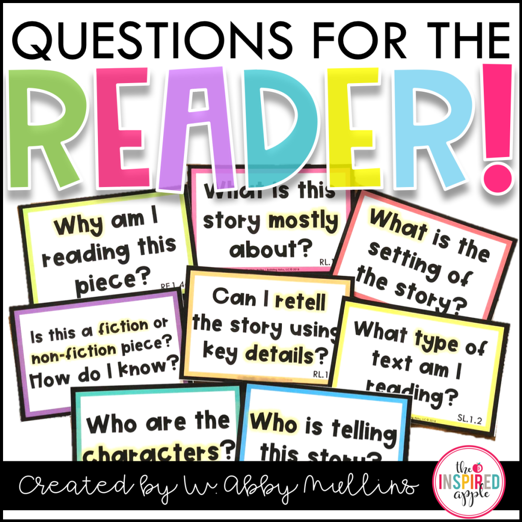 Check out this free set of questions that students should ask while they are reading. They are great for kindergarten, first grade, second grade, third grade, fourth grade, and fifth grade students. Each question is Common Core aligned and lists the standard at the bottom. 
