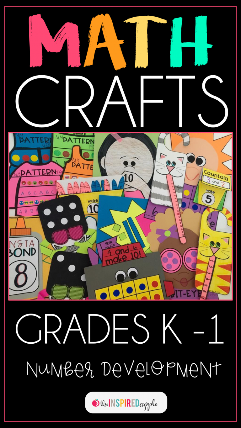 Kids in kindergarten and first grade will LOVE these math crafts! Make learning fun AND support number development! Skills included are: making 5 and 10, decomposing numbers, subitizing, ten frames, number lines, patterning, and more!