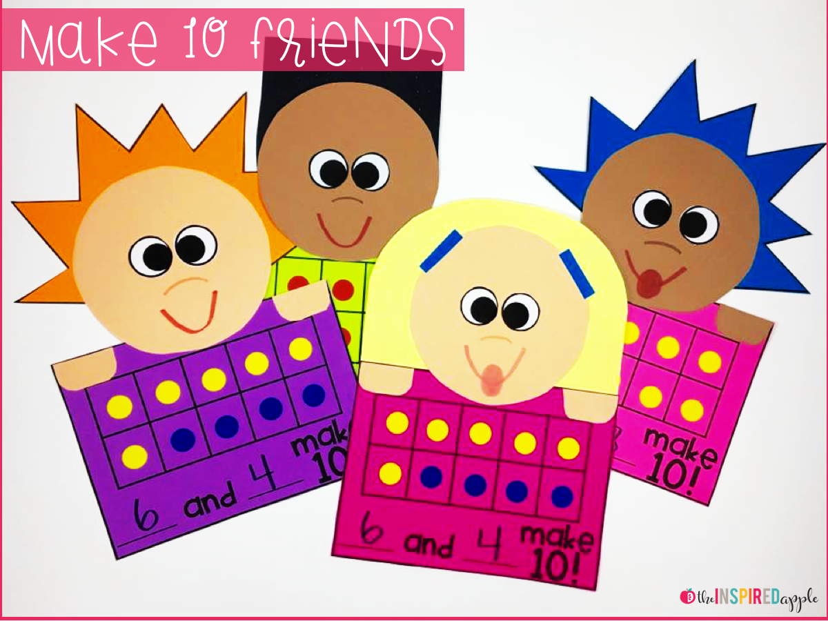 Kids in kindergarten and first grade will LOVE these math crafts! Make learning fun AND support number development! Skills included are: making 5 and 10, decomposing numbers, subitizing, ten frames, number lines, patterning, and more!