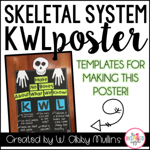 Grab the templates to make this KWL poster FOR FREE over on The Inspired Apple! A fun addition to your study of the skeletal system and bones!