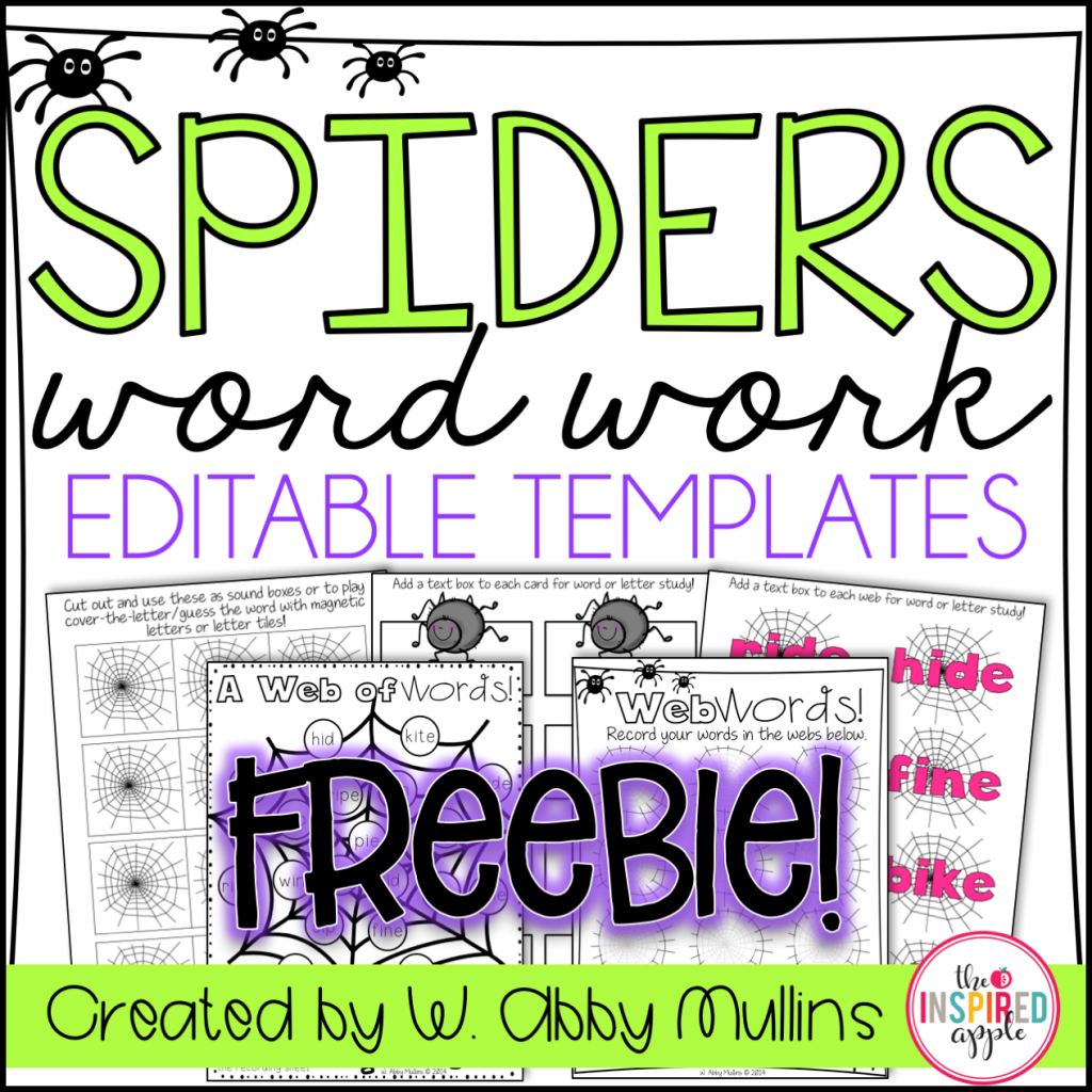 This is a FREE set of editable, spider-themed word work activities perfect for kindergarten, first grade, or second grade! 