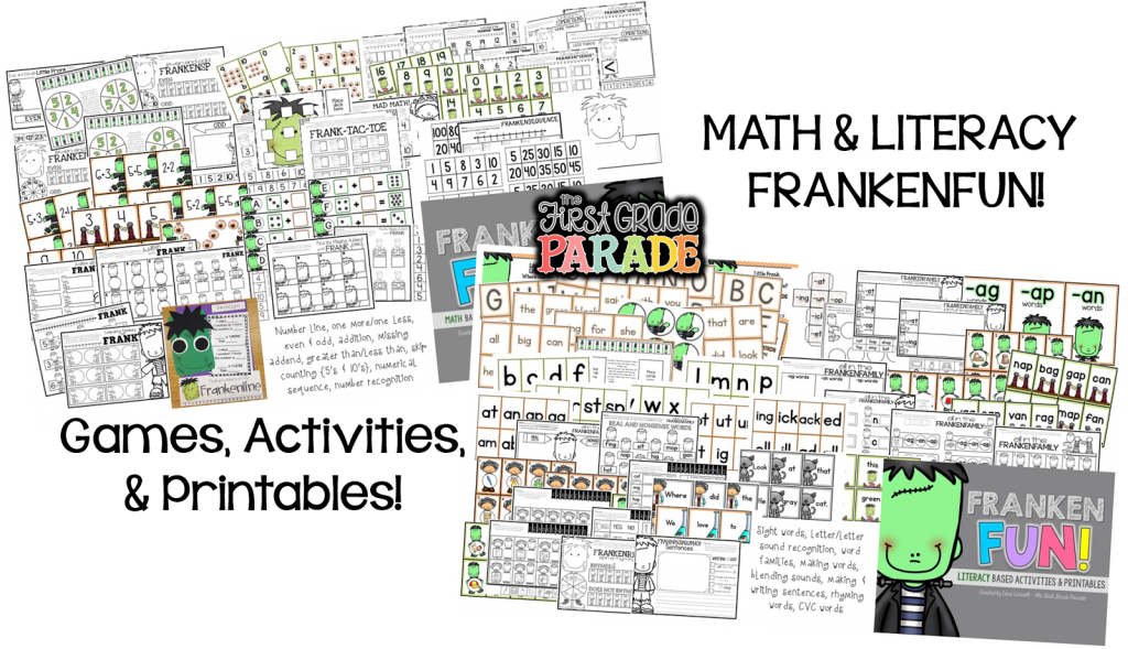 A Halloween MUST-BUY from Cara at The First Grade Parade! It's absolutely PACKED full of Frankenstein-themed goodness for K-1 kiddos!