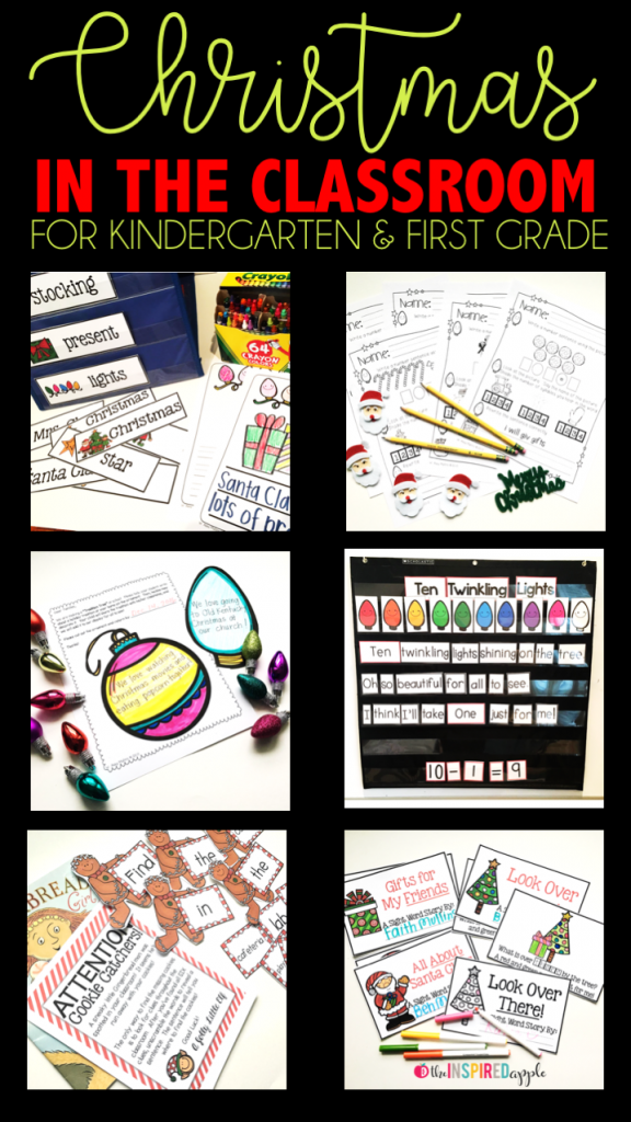 Teachers! Are you ready for Christmas in YOUR classroom? This product is FULL of fun ideas for you to include during the month of December in your kindergarten or first grade classroom. It includes a writing center, family activity, math poem, book response pages, three sight word mini-books, a Gingerbread Hijinks AND MORE! Plus, you can snag a free printable to make an adorable art project, too!