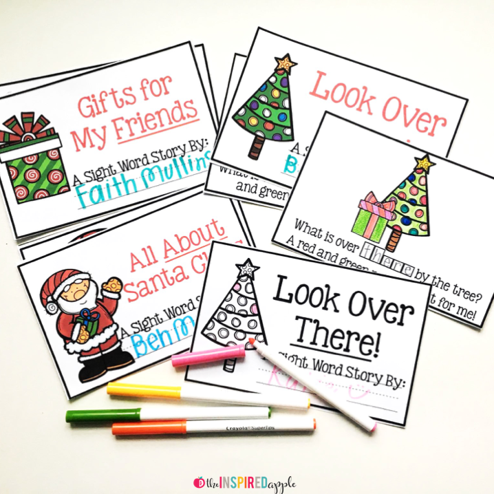 Teachers! Are you ready for Christmas in YOUR classroom? This product is FULL of fun ideas for you to include during the month of December in your kindergarten or first grade classroom. It includes a writing center, family activity, math poem, book response pages, three sight word mini-books, a Gingerbread Hijinks AND MORE! Plus, you can snag a free printable to make an adorable art project, too! 