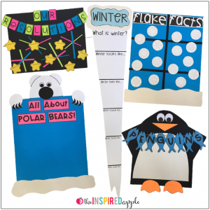 Teachers! How fun are these anchor charts and class posters for the themes you'll study this winter?! New Year, penguins, polar bears, winter, and snow are all included in this set of quick and easy templates for creating adorable accents for your class. They will work great for preschool, kindergarten, first grade, and second grade classrooms!