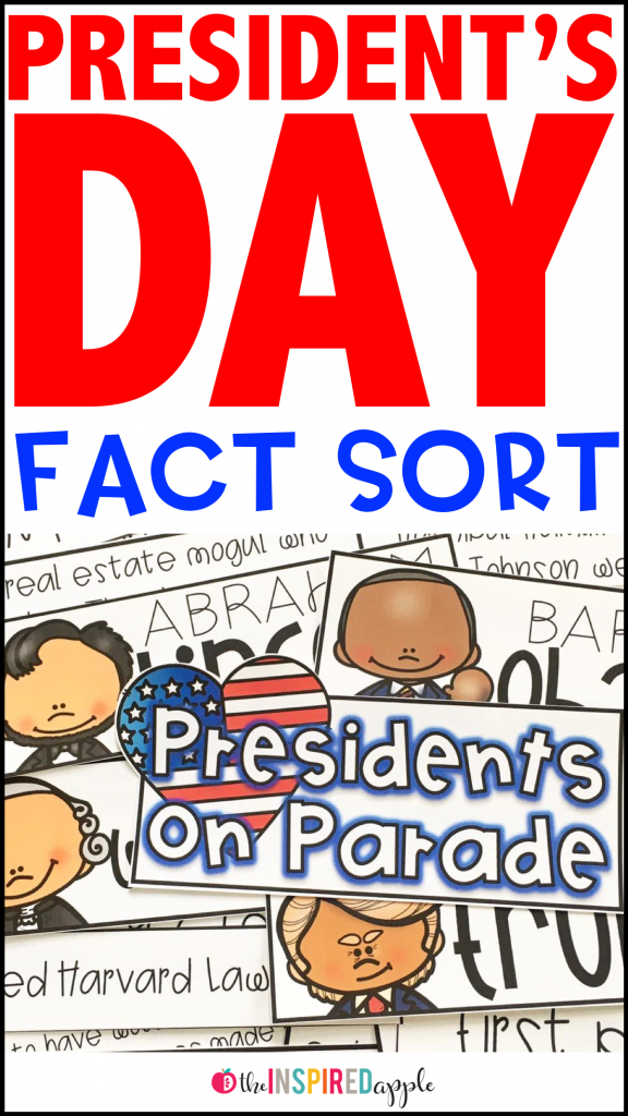 Check out this fun Presidents' Day activity perfect for kindergarten, first grade, and second grade students! Your kids will love to learn fun facts about George Washington, Abraham Lincoln, Barack Obama, and Donald Trump. Sort the facts as a whole class and complete the individual fact sort sheets. This is a great way to teach about the presidents in a fun and engaging way!
