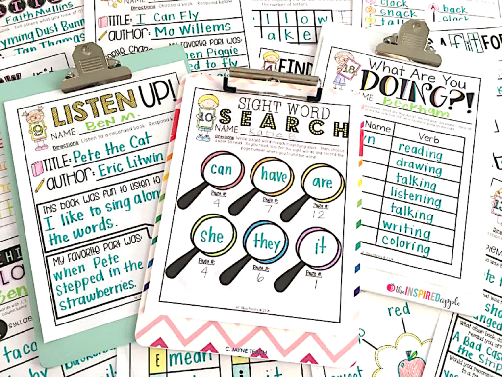 Teachers are BUSY people, which is why these no-prep literacy printables are great for centers, review, subs, and more! Simply print, add a clipboard, and use what you already have on hand - word walls, spelling lists, environmental print, books, listening centers, etc. - in your classroom to engage and challenge your kindergarten, first grade, and second grade students! Fun, engaging, and EASY!