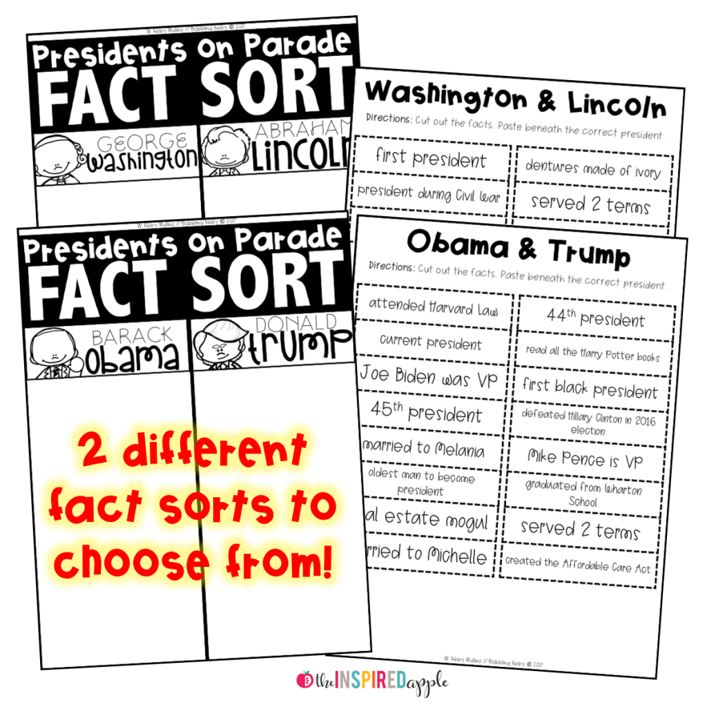 Fact Sorting Presidents' Day Activity