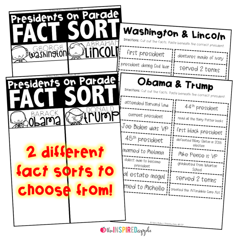 Presidents' Day Activity With Fact Sorting   Babbling Abby