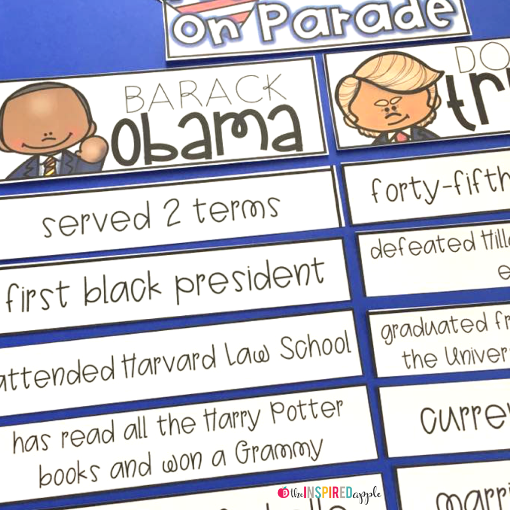 Check out this fun Presidents' Day activity perfect for kindergarten, first grade, and second grade students! Your kids will love to learn fun facts about George Washington, Abraham Lincoln, Barack Obama, and Donald Trump. Sort the facts as a whole class and complete the individual fact sort sheets. This is a great way to teach about the presidents in a fun and engaging way!