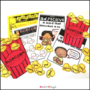Teaching your kindergarten, first grade, and second grade students about adjectives and verbs has never been MORE FUN! You'll use popping popcorn (either in a microwave or with an actual popcorn popper) to teach your students about adjectives and verbs, encouraging them to use their five senses to really experience the popcorn. This resource includes an engaging lesson plan, student activity sheet to use during instruction, adjectives and verbs sorting center and response sheet, craftivity, and 3 differentiated writing extension pages. Many teachers have used this during a formal observation with rave reviews from administration, but - most importantly - STUDENTS! I promise, your kiddos will LOVE IT!