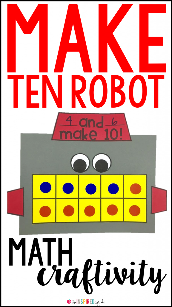 This robot math craft is perfect for using with students in pre-K, kindergarten, first grade, and second grade who are working on making ten. It aligns with Common Core Standard CCSS.Math.Content.1.OA.C.6 and will fit into your math curriculum activities for teaching students to make a ten. It's fun, engaging, and simple to do!