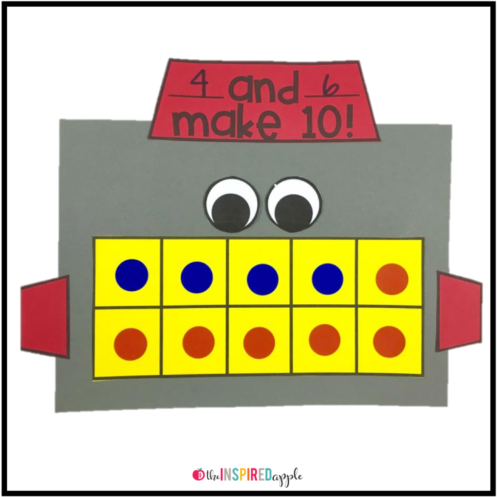 This robot math craft is perfect for using with students in pre-K, kindergarten, first grade, and second grade who are working on making ten. It aligns with Common Core Standard CCSS.Math.Content.1.OA.C.6 and will fit into your math curriculum activities for teaching students to make a ten. It's fun, engaging, and simple to do!