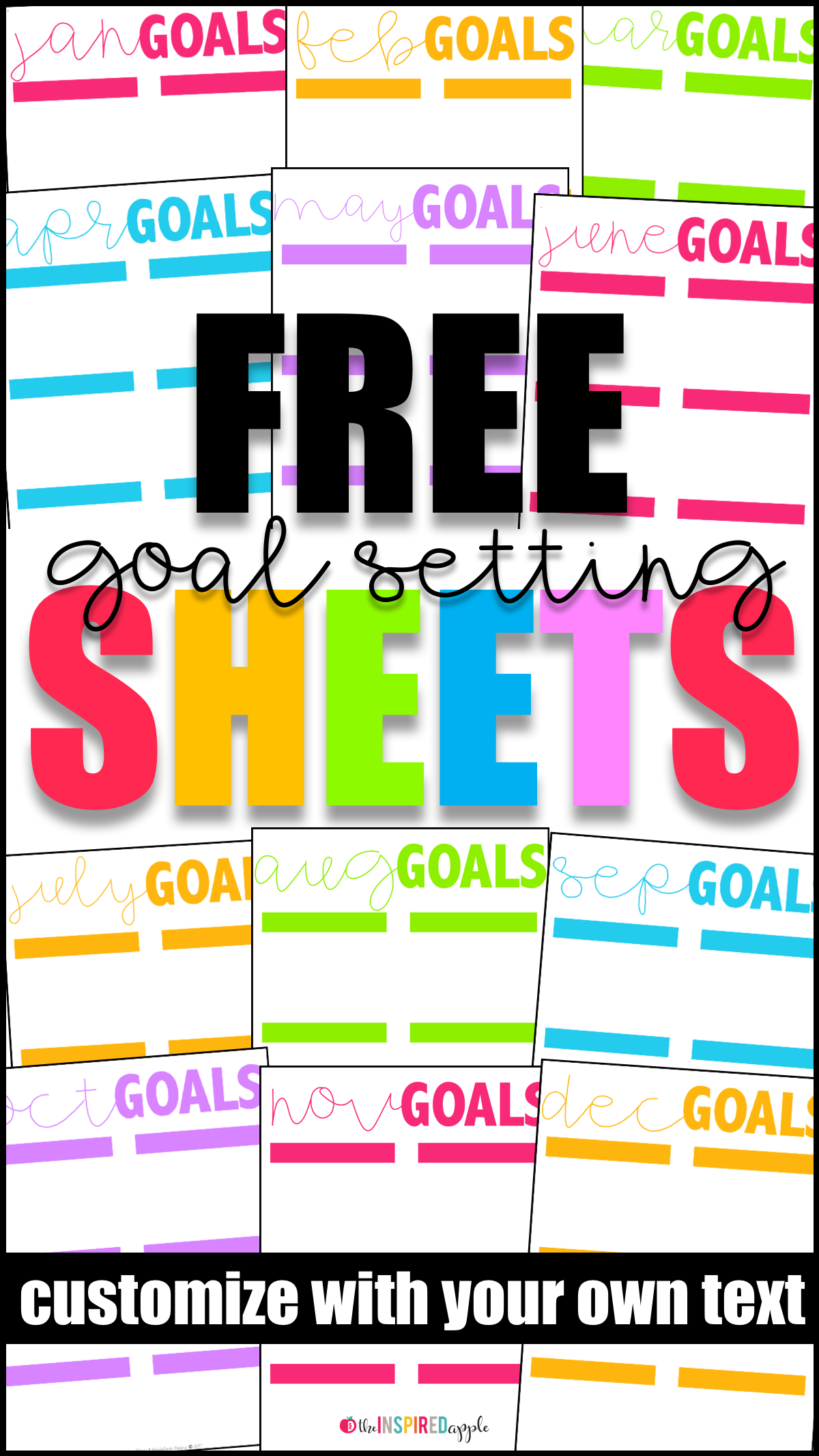 This set of goal setting worksheets is perfect for personal, professional, and educational use. They're FREE to download and include editable text boxes so that you can add your own content to the template. You can use them digitally or print them out and write directly on the resource. Teachers will love how easy they are to use! They're perfect for organizing your monthly to-do list at school or at home!