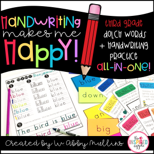 Sometimes handwriting can fall by the wayside when you're struggling to cram in all the content you possibly can as a teacher. This resource combines handwriting AND sight word practice so that you can get the most bang for your educational buck! Each word includes a practice sheet, sight word card, and twenty fun activities for practicing handwriting and sight words all at the same time! It's great for practicing specific Dolch word lists, along with manuscript handwriting practice. It's perfect for literacy centers, intervention, and small groups in kindergarten, first grade, second grade, and third grade!