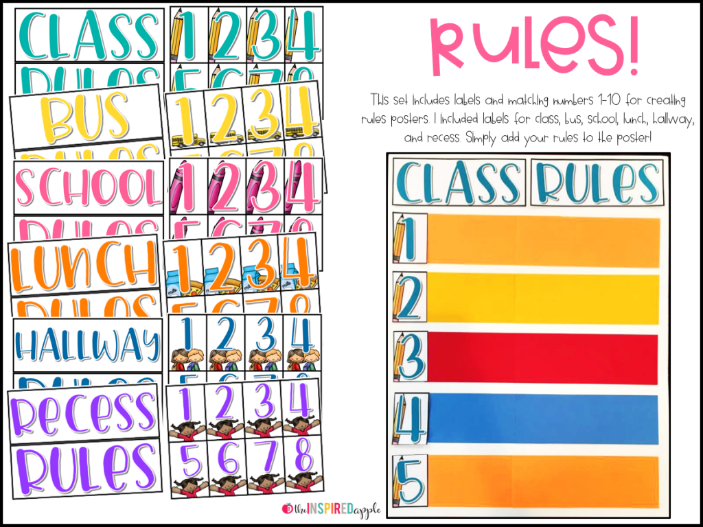 Are you looking for some awesome Back to School activities that are perfect for kindergarten, first grade, and second grade? Check out this set of anchor charts and class posters that will help with Meet the Teacher, School Rules and Classroom Management, along with establishing friendships and teaching kindness to your little learners! Use these interactive printables on poster board or on bulletin boards to make your make your back to school the best yet!