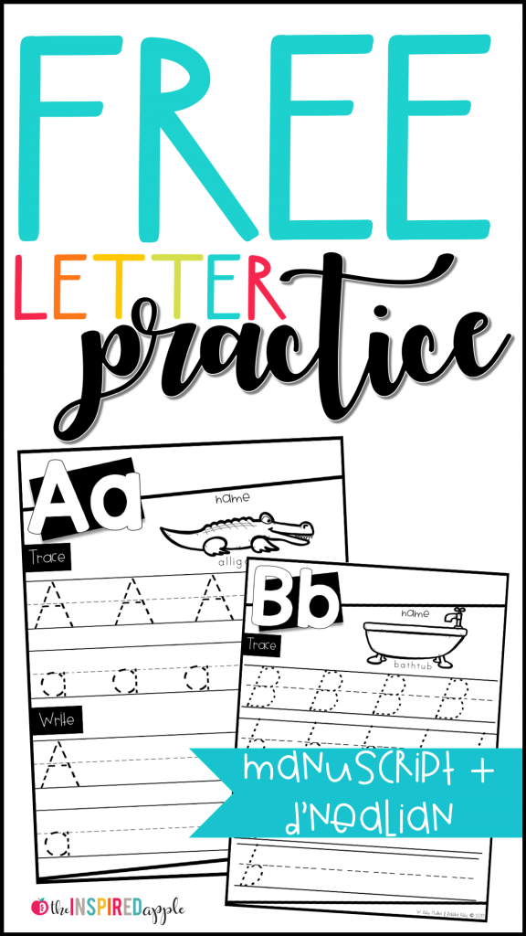 These are FREE sets of D'Nealian and Manuscript letter practice worksheets that can be used in preschool, kindergarten, first grade, and second grade classrooms for students who are learning the alphabet. Each page includes a corresponding picture and lined spaces for practicing letter formation. They're perfect for back to school, handwriting practice, morning work, letter formation practice, intervention, RTI, and more! Download your FREE set today!