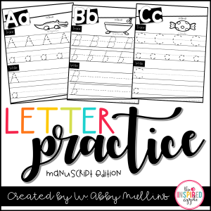 This is a FREE set of Manuscript and D'Nealian letter practice worksheets that can be used in preschool, kindergarten, first grade, and second grade classrooms for students who are learning the alphabet. Each page includes a corresponding picture and lined spaces for practicing letter formation.  Click the corresponding graphic to download your set!