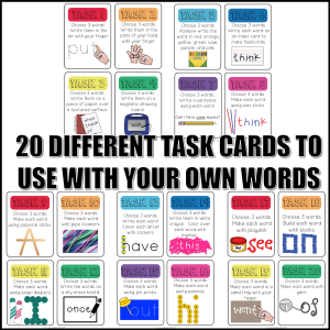 This is a set of 20 task cards to use with handwriting, sight words, or spelling words practice. Each colorful task card provides students with a task to complete to reinforce proficiency in reading and writing the words they are practicing. They are perfect for students in pre-k, kindergarten, first grade, and second grade to practice individually or at a literacy center. They're a great resource to add to your ELA curriculum!