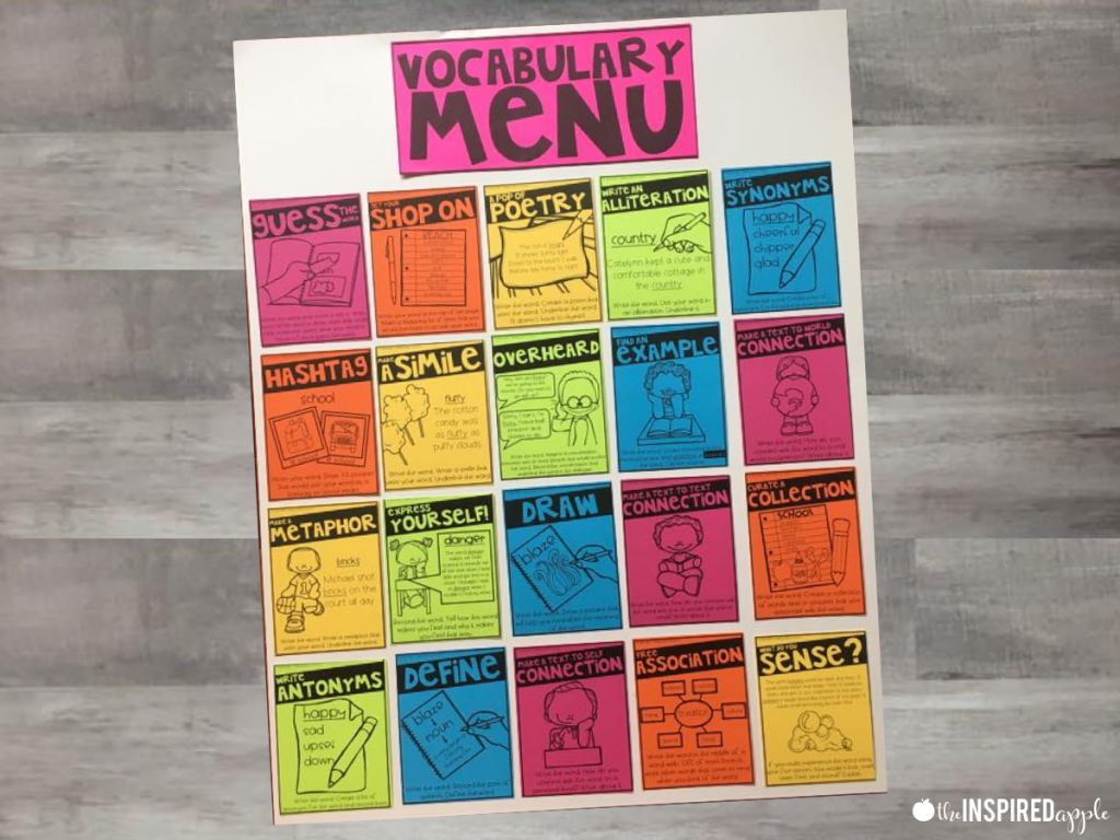This is a set of twenty different activities that you can use with any vocabulary word with students in grades kindergarten, first grade, second grade, third grade, fourth grade, fifth grade, and sixth grade. These engaging activities will give your students the opportunity to choose how they interact with their vocabulary words, giving them greater authority over their learning!
