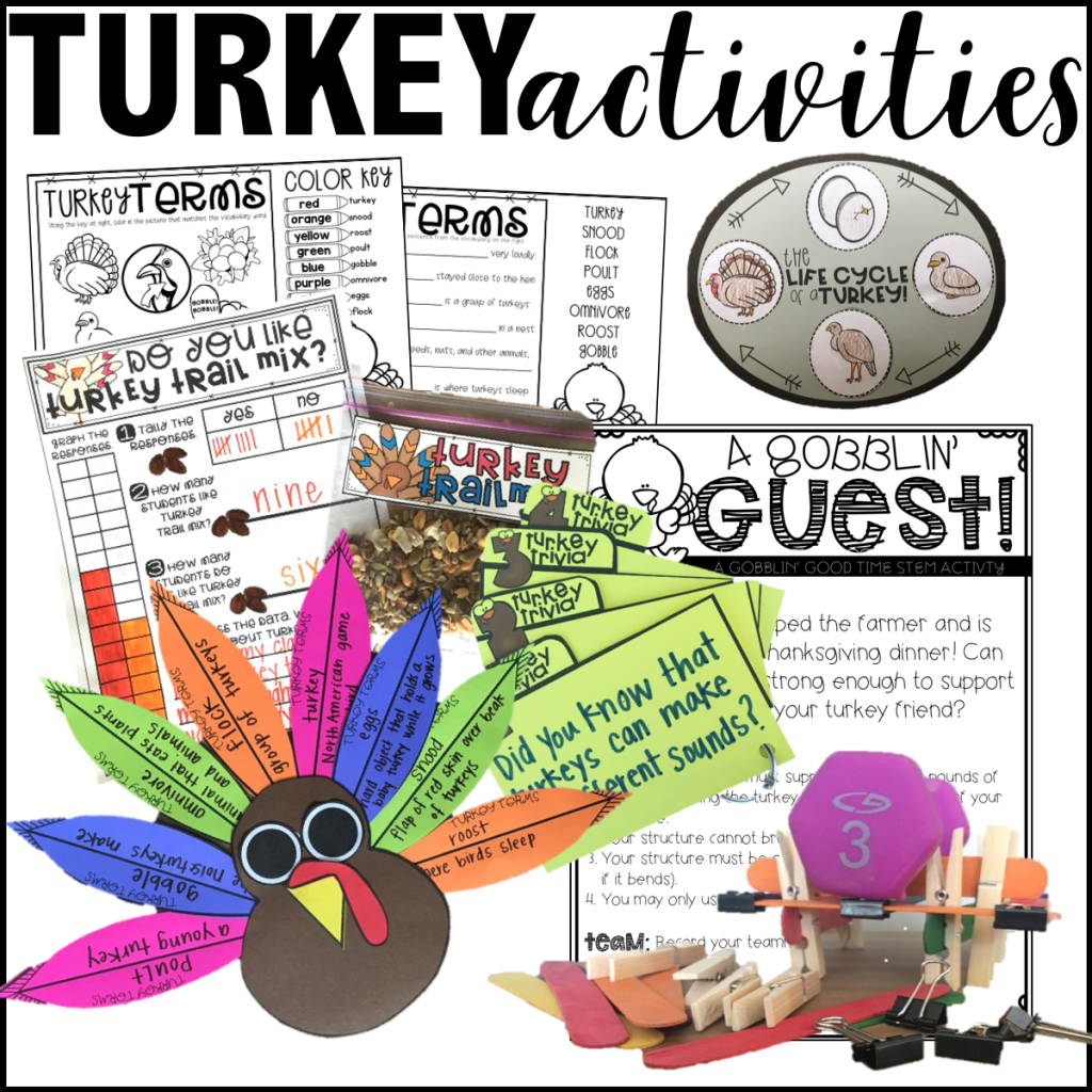 Check out this amazing post just full of turkey-themed activities that would work great in kindergarten, first grade, and second grade classrooms. They're the perfect way to incorporate science, math, and literacy into your Thanksgiving curriculum, while keeping your students engaged. 
