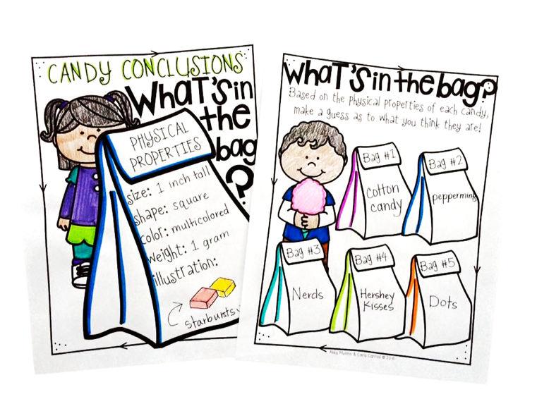 Grab this free candy science activity that is perfect to use with students in kindergarten, first grade, and second grade! You can teach physically properties, all while using up all the leftover candy stash from class parties! 
