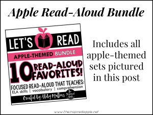 Check out my favorite apple-themed read-alouds that I use in kindergarten, first grade, and second grade. They are perfect to use in an apple unit in the month of September. Activities for each book are also included that are Common Core aligned, differentiated, and engaging. Teachers will love how easy these activities are to implement into their daily curriculum. #appleunit #fall #harvest #applelifecycle #partsofanapple #science #ELA #math #science #socialstudies