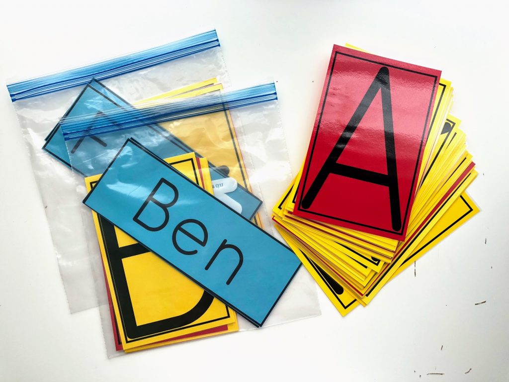 Big Letter Names are a fun way to help you preschoolers learn to build, create, and spell their names! These printable letters were created to be highly visual and tangible so that your child or student can manipulate and see them with ease. Learning the letters in their names also helps with letter recognition and identification. These letters can be used at home and in the classroom for other activities, too, including alphabetical order, building sight words, learning the letters of the alphabet, creating a bulletin board, and more! #preschool #preschooler #kindergartener #kindergarten #teacher #firstgrade #makingnames #activities #printable #tactile #engaging #fun #learning #backtoschool