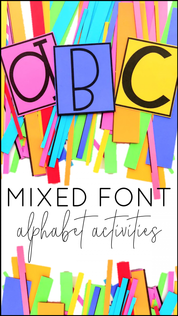 Looking for alphabet activities to help your children or students learn to identify and recognize upper- and lowercase letters? This is a great activity for doing just that! This set of mixed font letters can be used for sorting, making names, word building, spelling practice, sight words, or even on a bulletin board. Print on colored paper, cut, and boom - a great activity for preschool, pre-k, kindergarten, first grade, ESL/ELLs, and students with exceptional needs. You could easily add them to a literacy center, use at home, or in the classroom. Tons of options! #ELA #literacy #alphabet #activities #printable #specialneeds #specialed #letters #teach #kids #students 