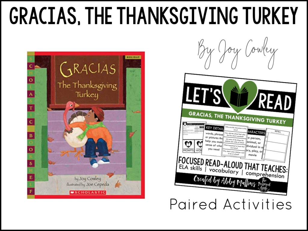 TWENTY of my favorite Thanksgiving-themed picture books and activities that will fit right into your curriculum whether you teach kindergarten, first grade, or second grade. Each book shown below matches with a set of paired activities, so that your lesson plans are ready to roll and you can simply teach!  They’re Common Core standards-aligned, focused on comprehension, vocabulary and a variety of ELA skills, and include three differentiated assessments. BOOM DONE. Gracias, The Thanksgiving Turkey