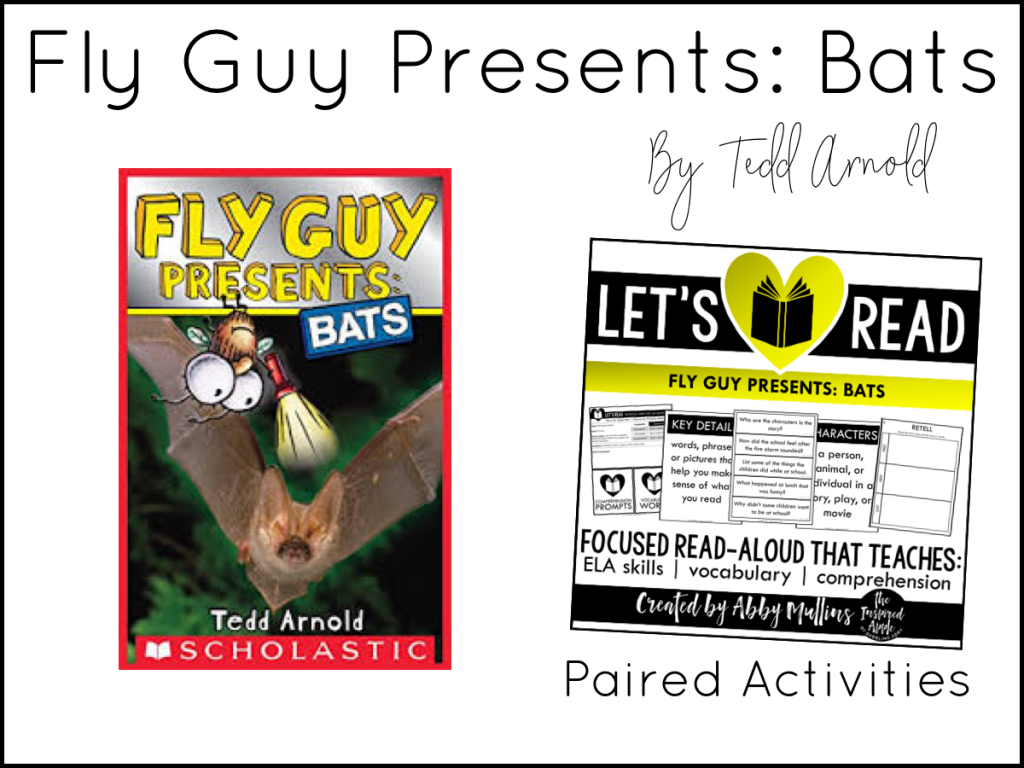 Today, I’m sharing FIVE of my favorite bat-themed picture books and activities that will fit right into your curriculum whether you teach pre-k, kindergarten, first grade, or second grade. Each book shown below matches with a set of paired activities, so that your lesson plans are ready to roll and you can simply teach!  They’re Common Core standards-aligned, focused on comprehension and vocabulary, and include three differentiated assessments. BOOM DONE.