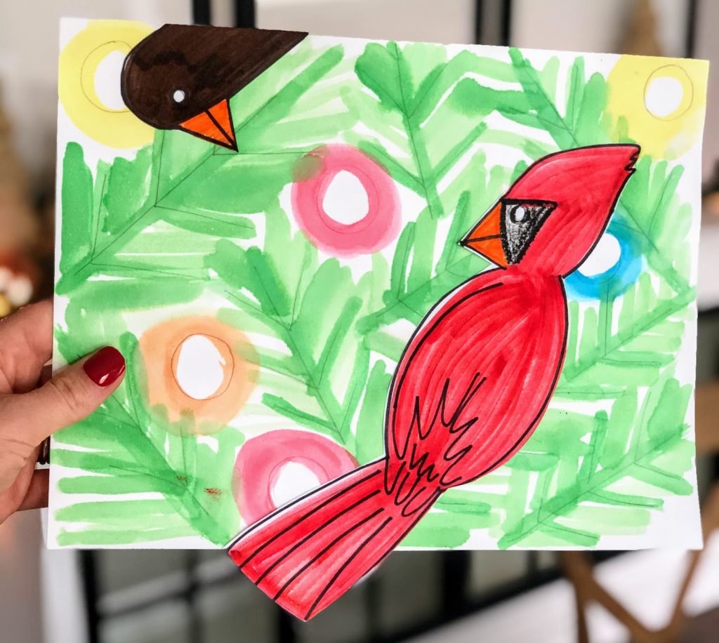 Engage your students with this fun art project that pairs well with Red and Lulu by Matt Tavares. This simple activity has step-by-step instructions that you or your students can use to create a holiday painting based on the illustrations in this fabulous picture book. Download the free directions from The Inspired Apple by Babbling Abby Mullins. #art #kidart #artproject #kidlit #picturebooks #kindergarten #firstgrade #secondgrade #thirdgrade #fourthgrade #fifthgrade