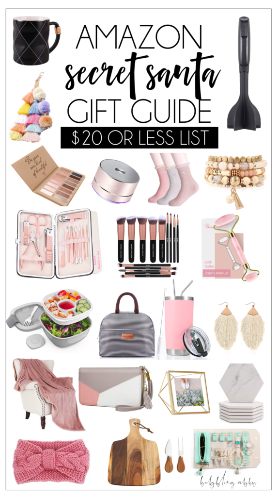 Looking for the perfect present to take to a holiday exchange this season? This secret Santa gift guide shares 25+ fun gifts that are all under $20. All items can be purchased from Amazon making this the easiest gift guide to shop ever! Perfect for holiday get-togethers, stocking stuffers, and work parties.#secretsanta #secretsister #gift #present #giftexchange #holiday #christmas #holidayparty #giftguide #giftgivingguide #amazon #forher #forwomen #workparty