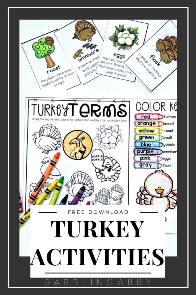 Are you teaching turkeys? Then, you must have this turkey activity for your classroom. It's perfect to use the weeks leading up to the Thanksgiving holiday and pairs great with a number of turkey-themed books. Included you will find a free printable for turkey vocabulary, a turkey labeling post and a turkey vocabulary worksheet. Download a copy for your kindergarten, first grade, or second grade classroom today!