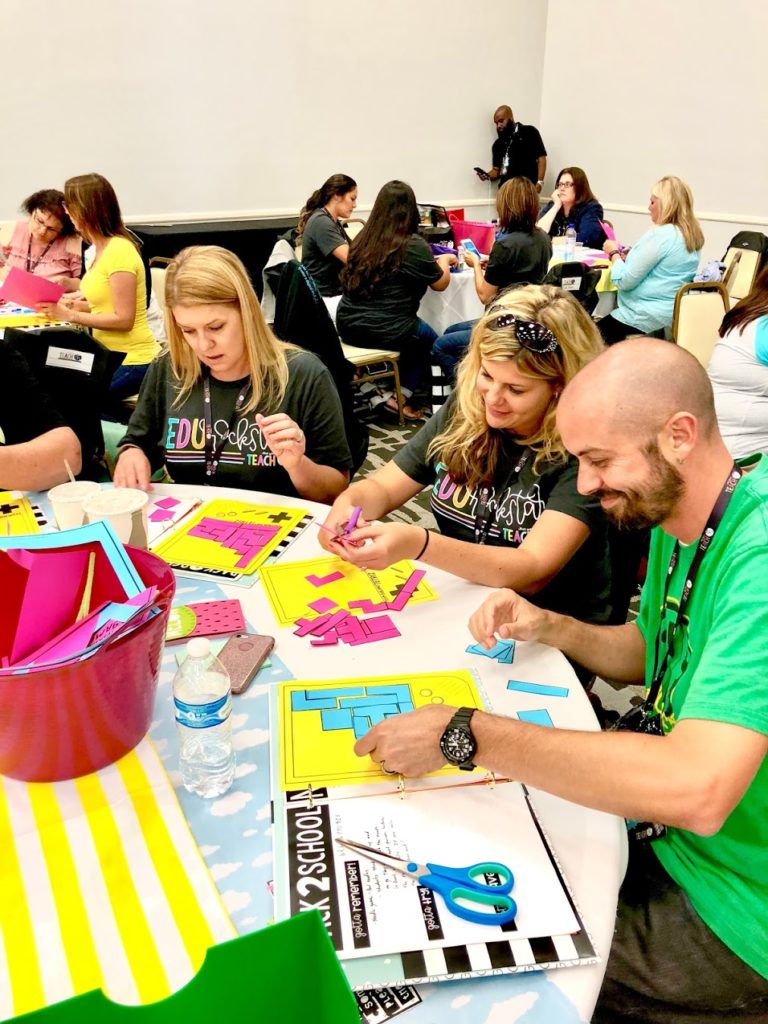 Teachers working on team building activities at GYTO. 