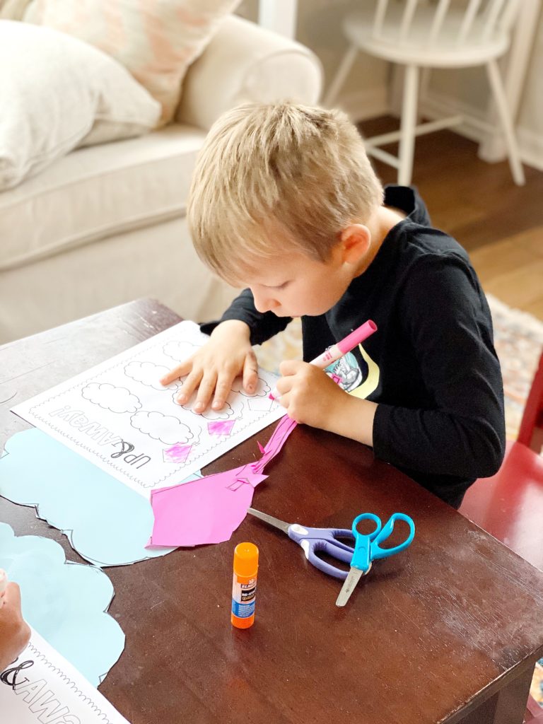 Spring kit craft template to develop fine motor skills, shape recognition, and writing skills.