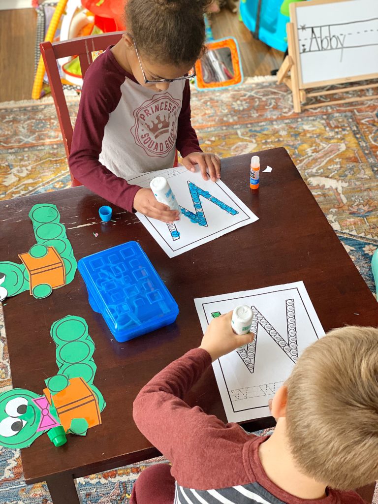Preschool Activities: Dot-the-letter worksheets.