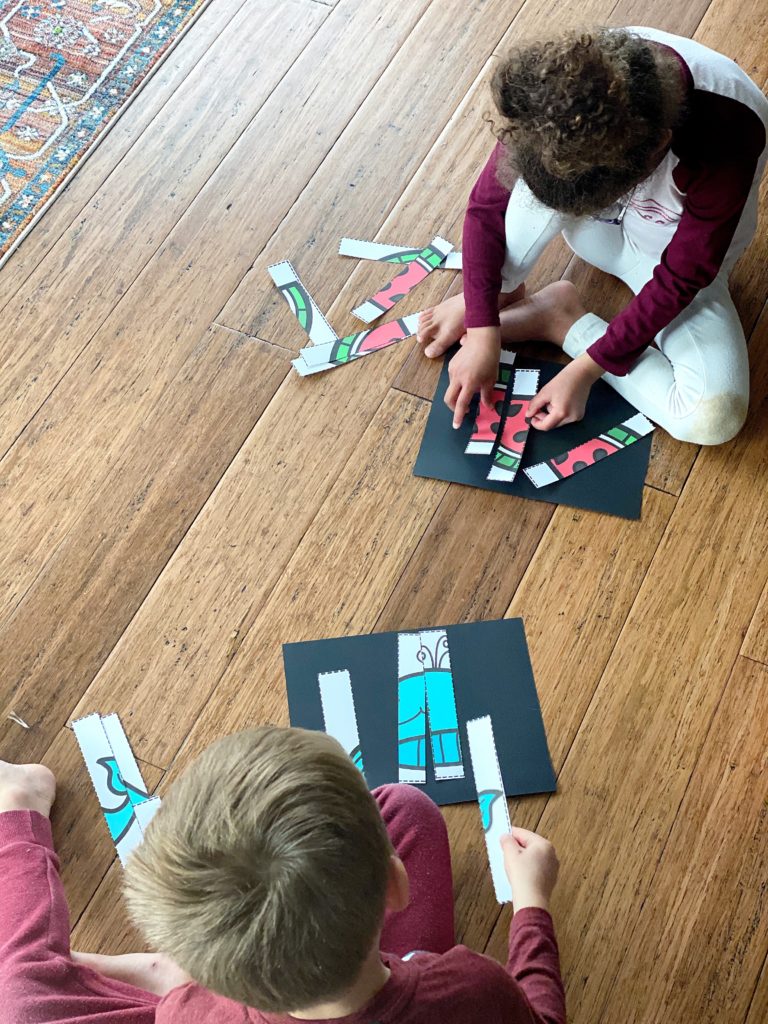 Preschool Activities: Assembling simple strip puzzles.