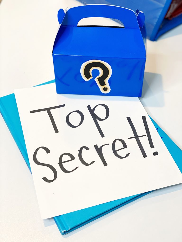Engaging young readers with a "TOP SECRET" book cover and Mystery Box!