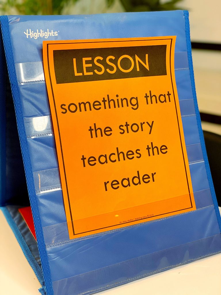 Printable definition for teaching "the lesson of the story."