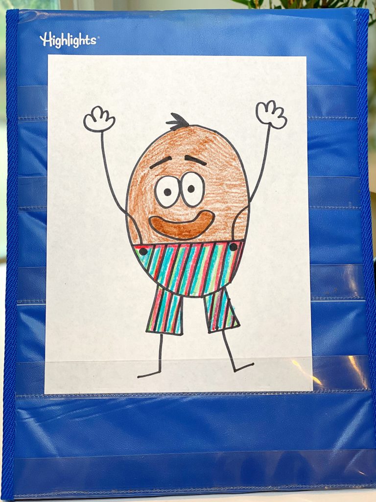 A directed drawing of Potato in his Potato Pants!