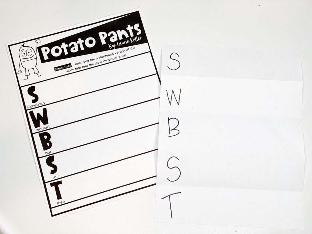Printable SWBST worksheet to help students learn to summarize.