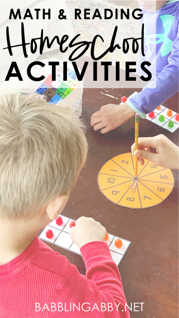 This post shares math and reading homeschool activities for preschool and kindergarteners to use while at home during the COVID-19 Coronavirus outbreak. As a certified K-5 educator who taught kindergarten and first grade, I am sharing what we are doing in our home to stay on top of curriculum while quarantined at home.#kindergarten #preschool #coronavirus #covid19 #homeschool #teaching #activities #schedule #makingnames #incentivechart #reading #math #literacy #tenframe #march #spring #letteroftheweek #babblingabby babblingabby.net
