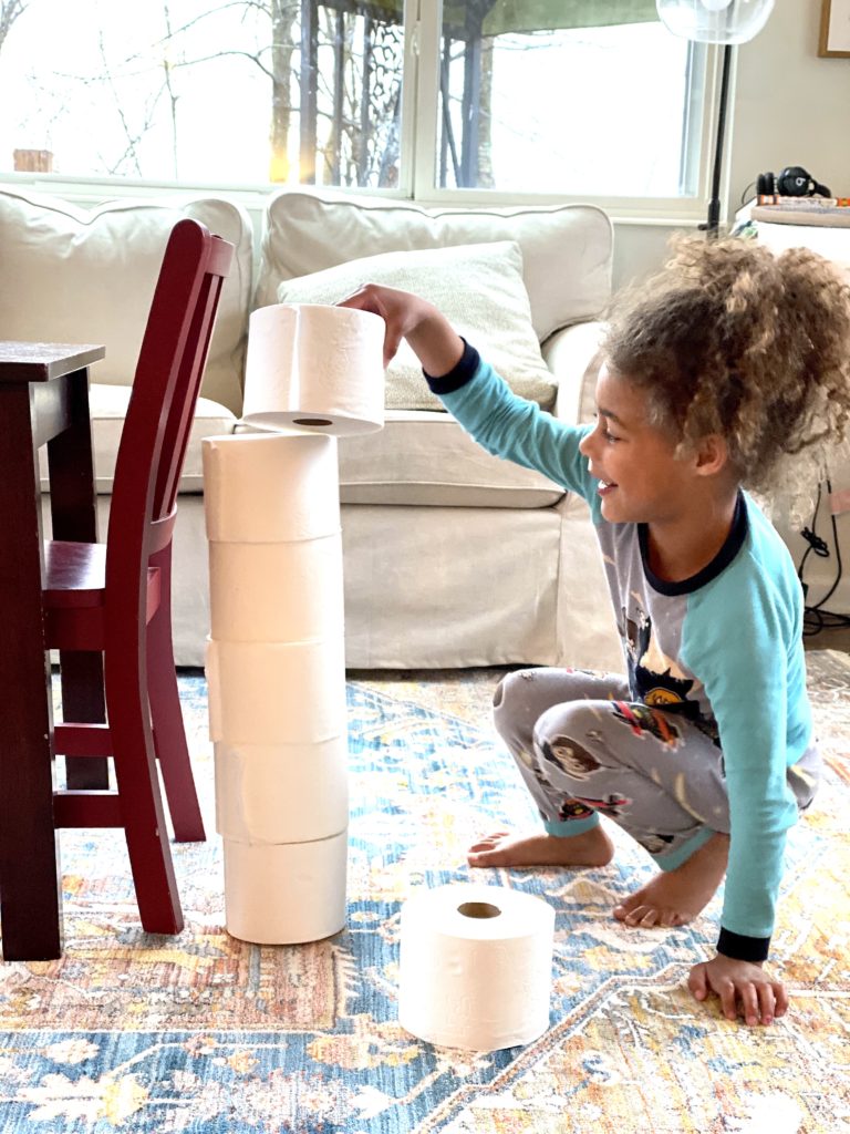 Preschool Activity: Toilet paper tower building!