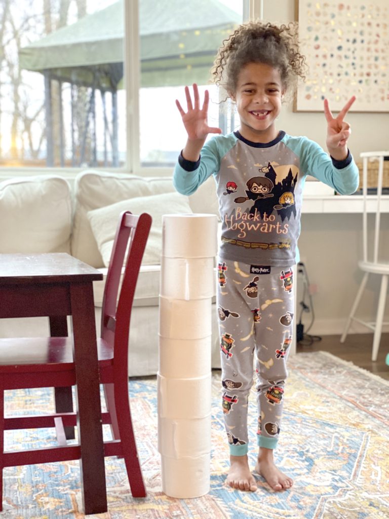 See how to use toilet paper as a non-standard unit of measurement with your preschooler!