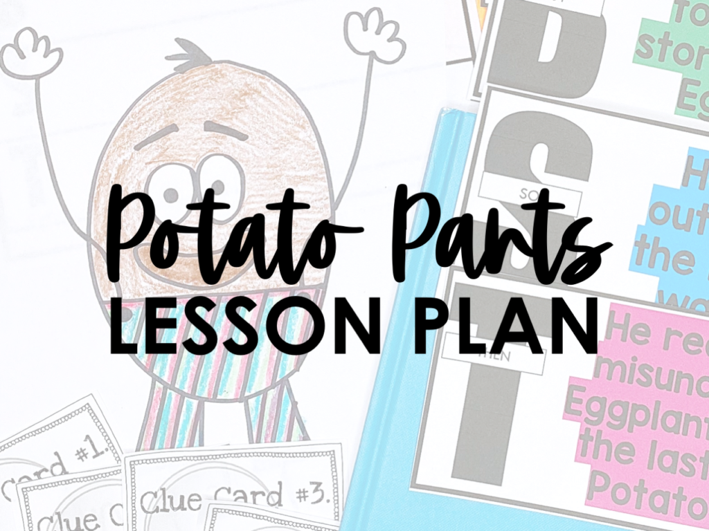 This post shares a Potato Pants lesson plan to use with the book by Laurie Keller. It includes free printables for teaching lesson and summarizing. Additionally, there is a video lesson included where Abby reads the book aloud to students and interacts with them virtually. #kindergarten #preschool #first grade #second grade #homeschool #freeprintables #freeprintables #babblingabby babblingabby.net